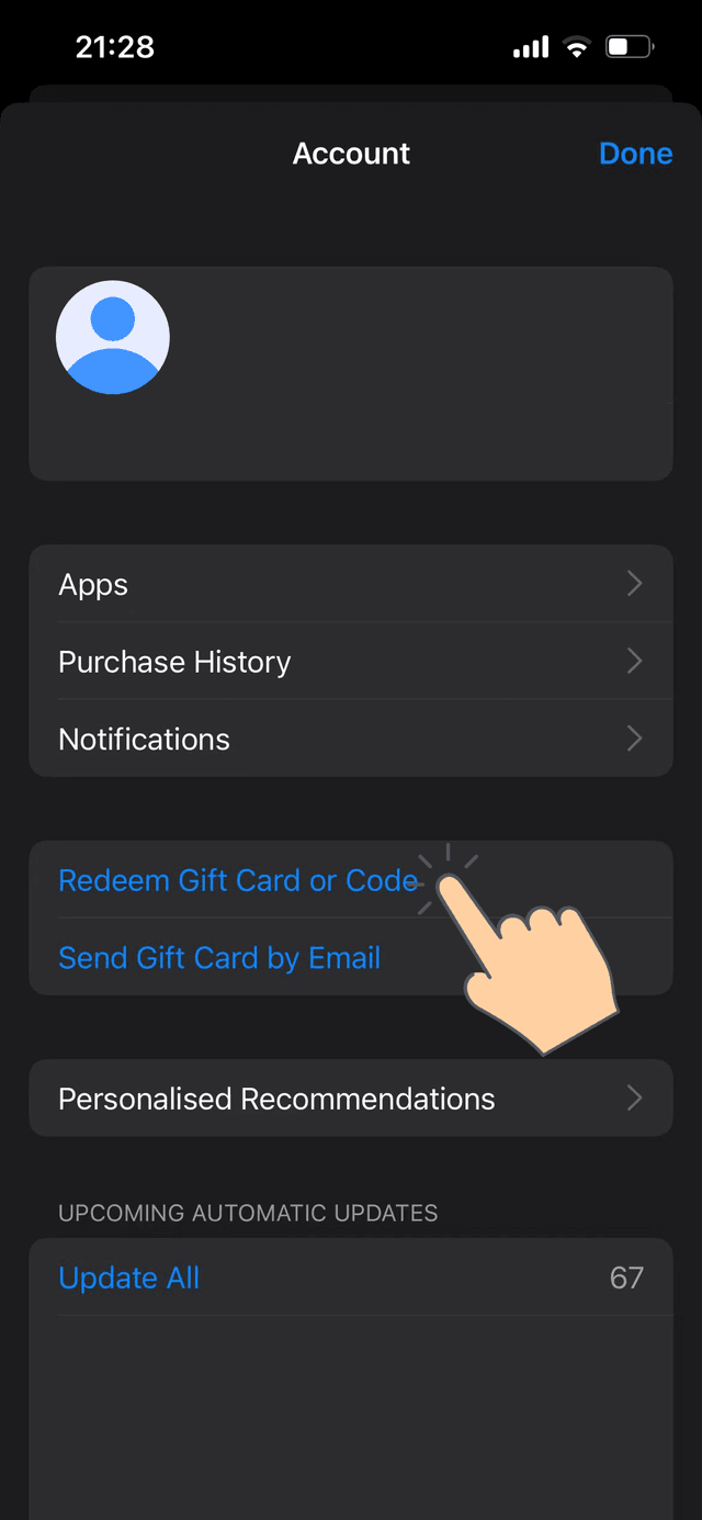 Step 3: Redeem Gift Card or Code